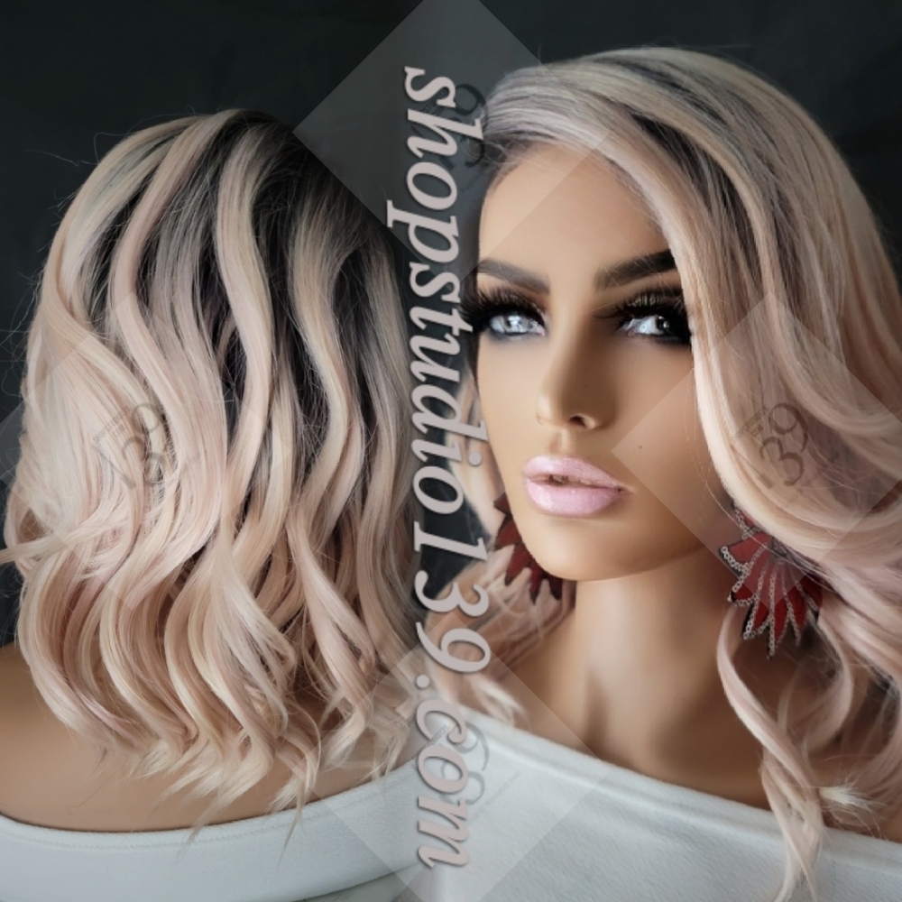 Beautiful Rose gold lace front bob wig